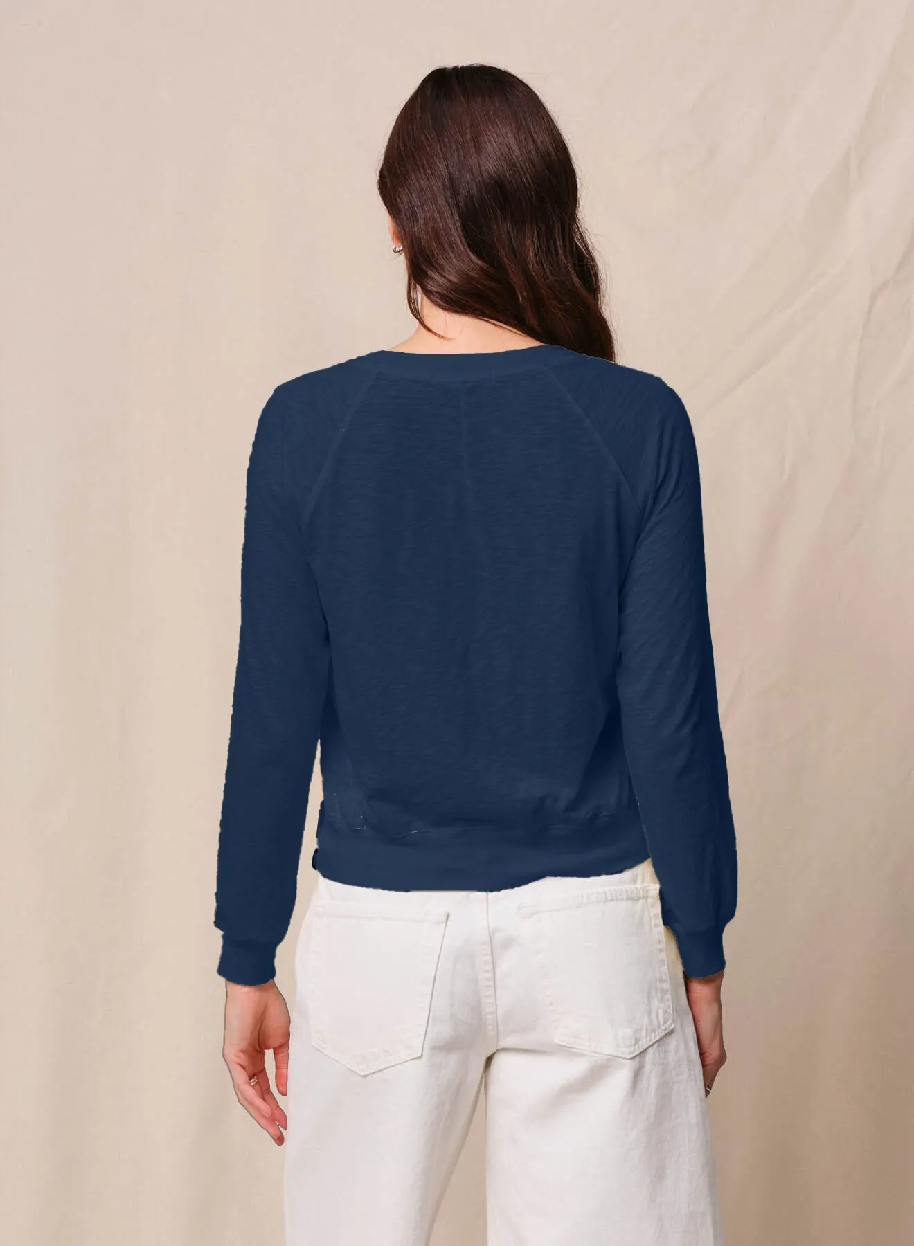 Supima Slub Jersey Raglan Sweatshirt Tee in New Navy sold by Stateside product image thumbnail 4