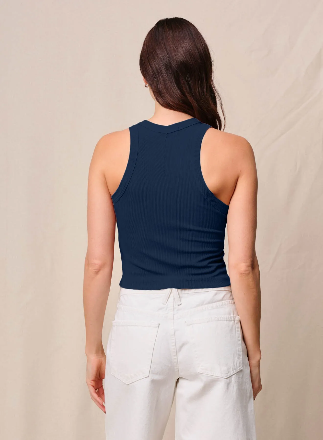 Fine 2X1 Rib Cropped High Neck in New Navy sold by Stateside product image thumbnail 3