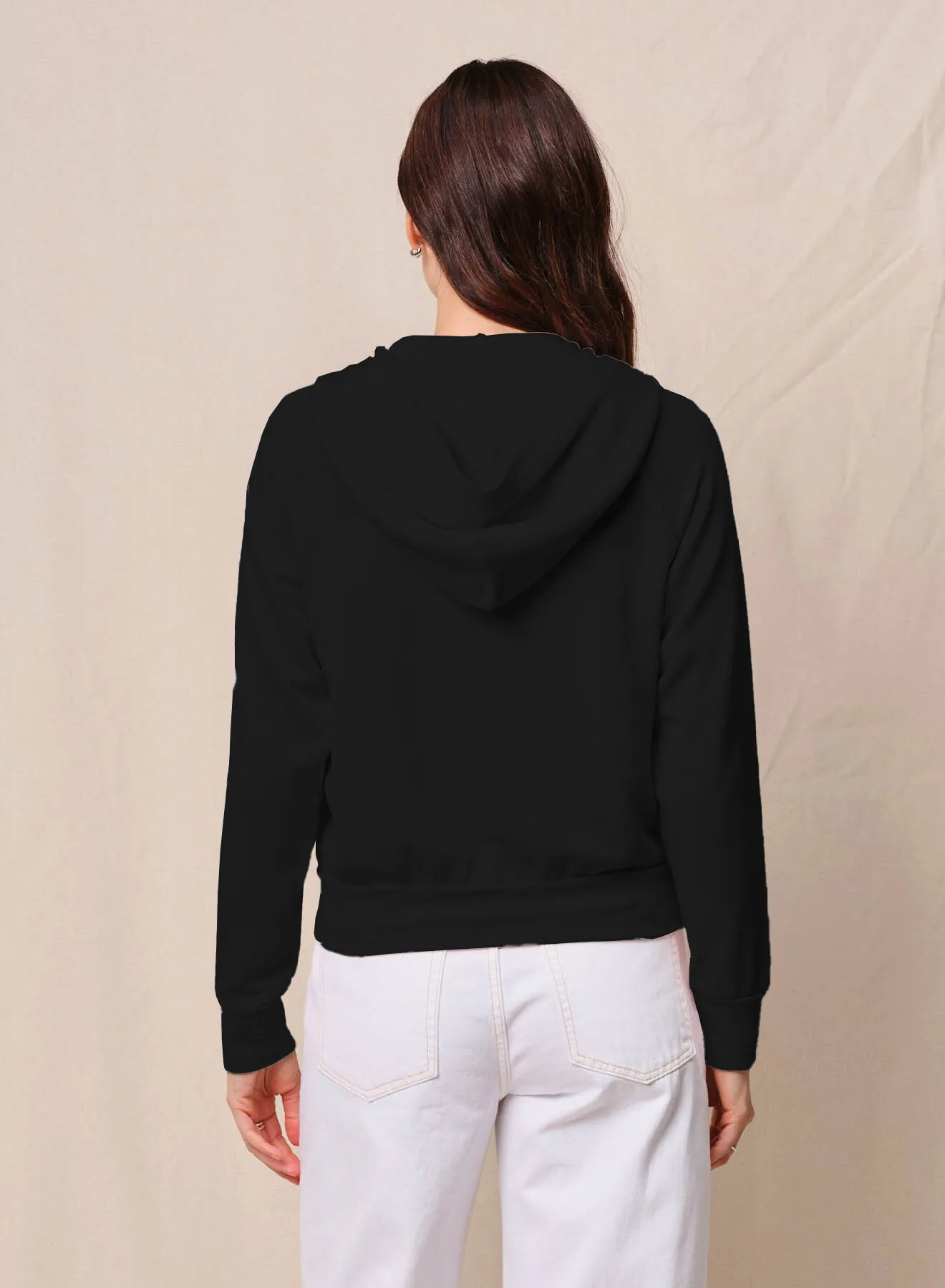 Softest Fleece Raglan Hood Zip Up in Black sold by Stateside product image thumbnail 3