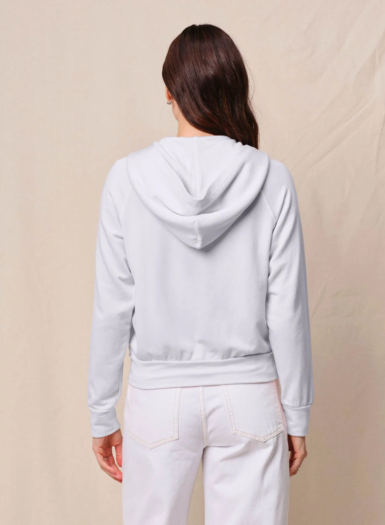 Softest Fleece Raglan Hood Zip Up in White sold by Stateside product image thumbnail 3