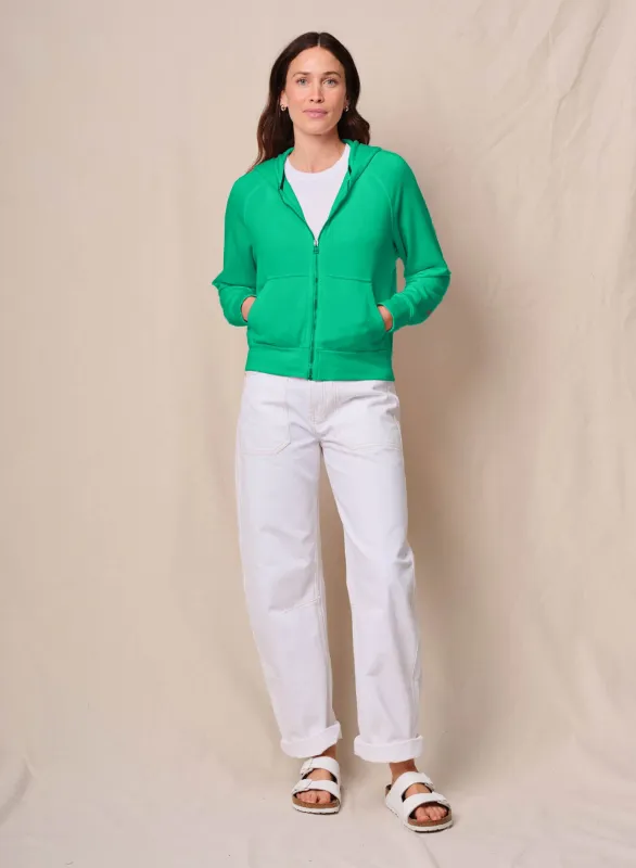 Softest Fleece Raglan Hood Zip Up in Kelly Green sold by Stateside