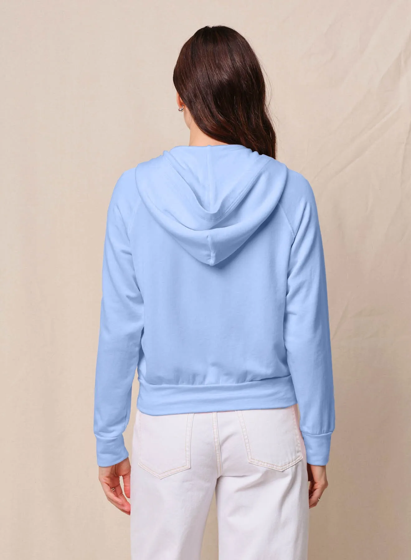 Softest Fleece Raglan Hood Zip Up in Summer Sky sold by Stateside product image thumbnail 3