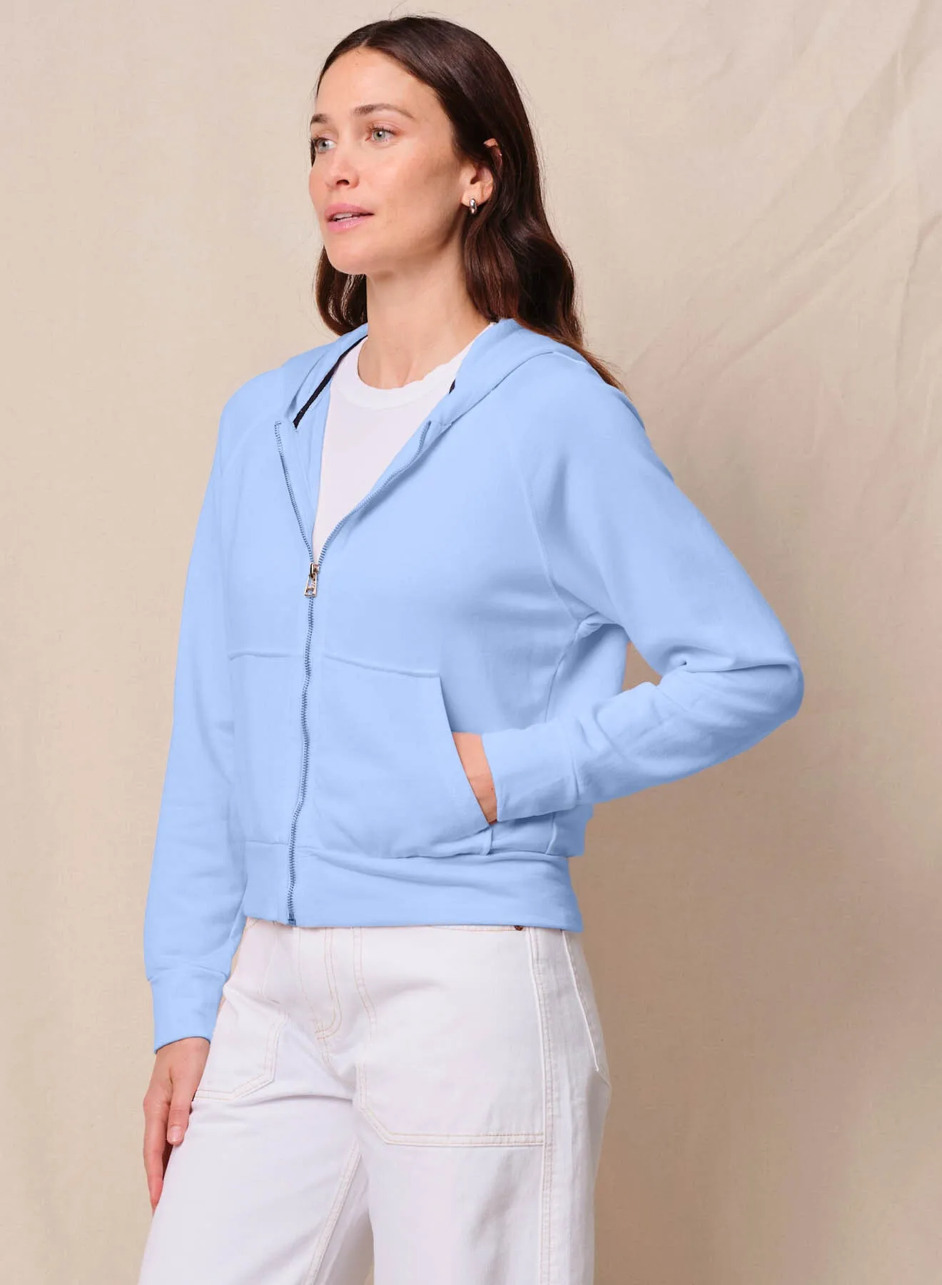 Softest Fleece Raglan Hood Zip Up in Summer Sky sold by Stateside product image thumbnail 2
