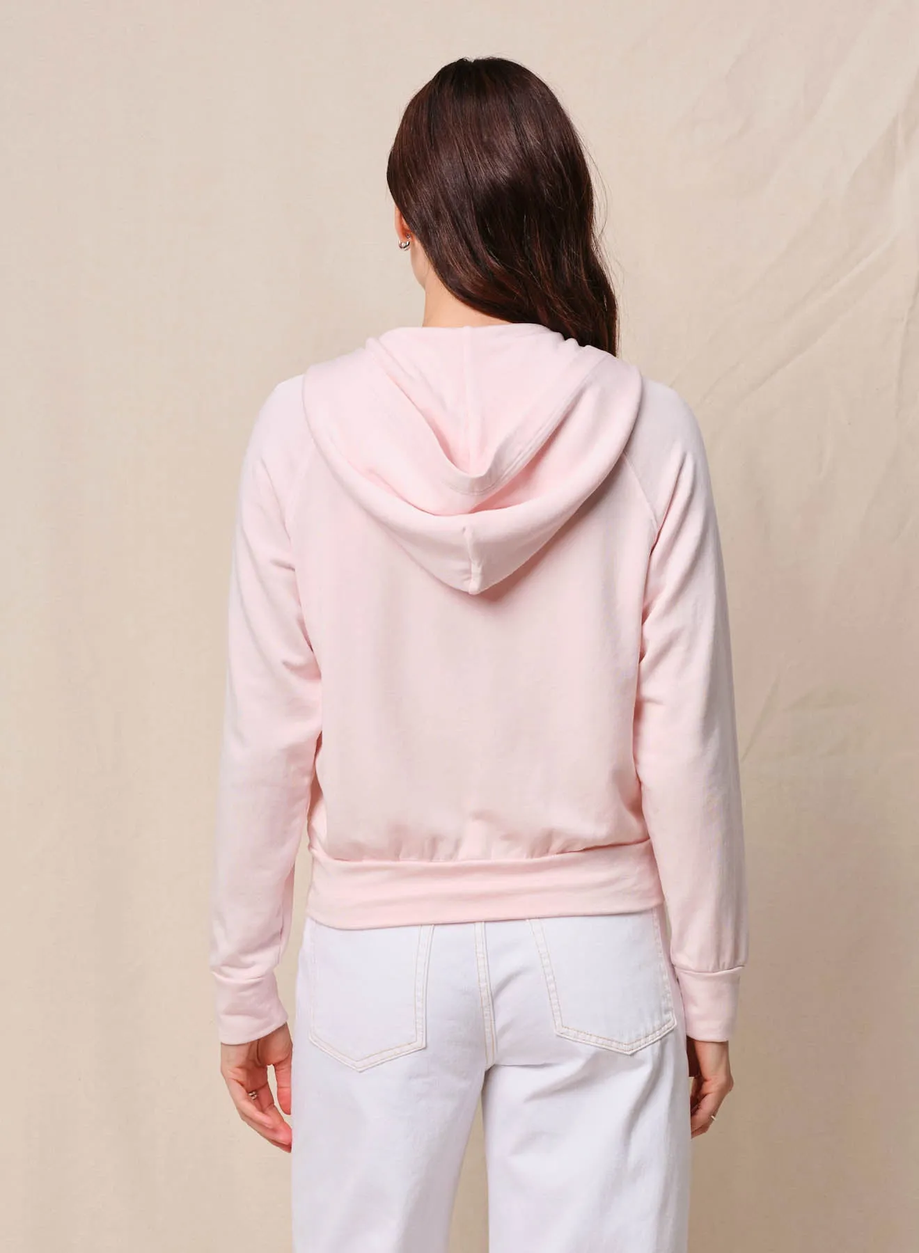 Softest Fleece Raglan Hood Zip Up in Softest Pink sold by Stateside product image thumbnail 3