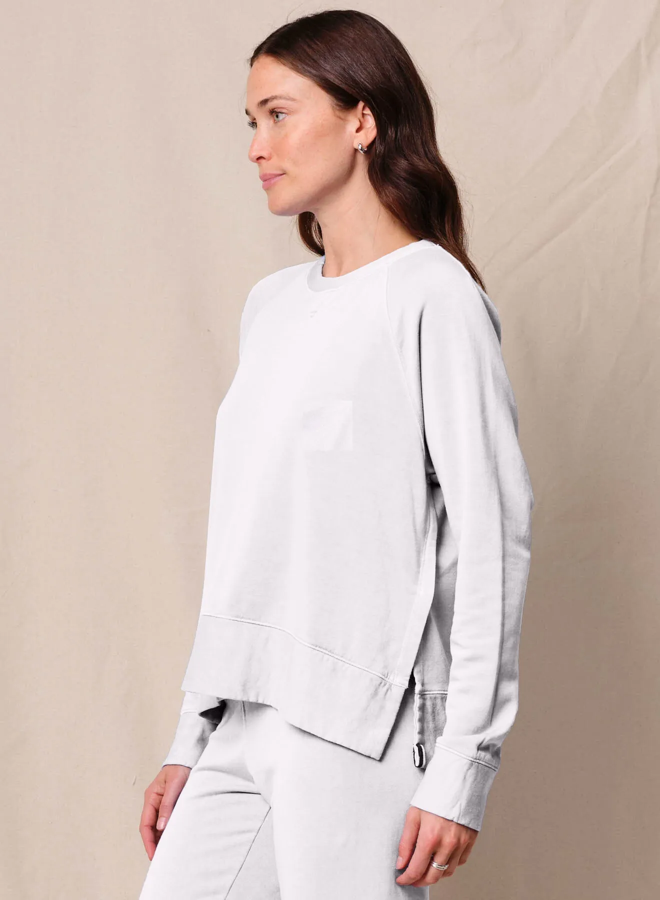 Softest Fleece Raglan Side Slit Sweatshirt in White sold by Stateside product image thumbnail 2