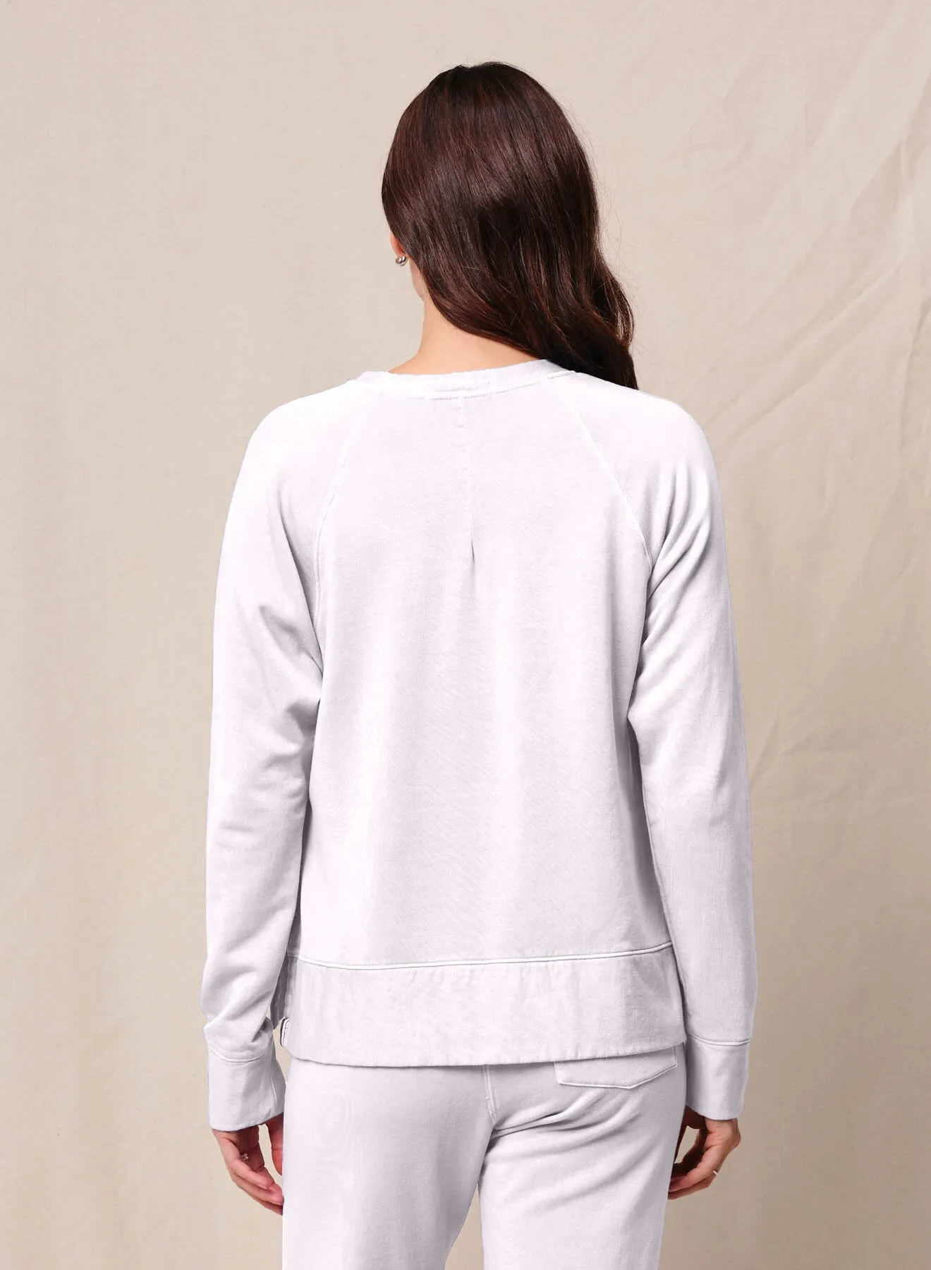 Softest Fleece Raglan Side Slit Sweatshirt in White sold by Stateside product image thumbnail 3
