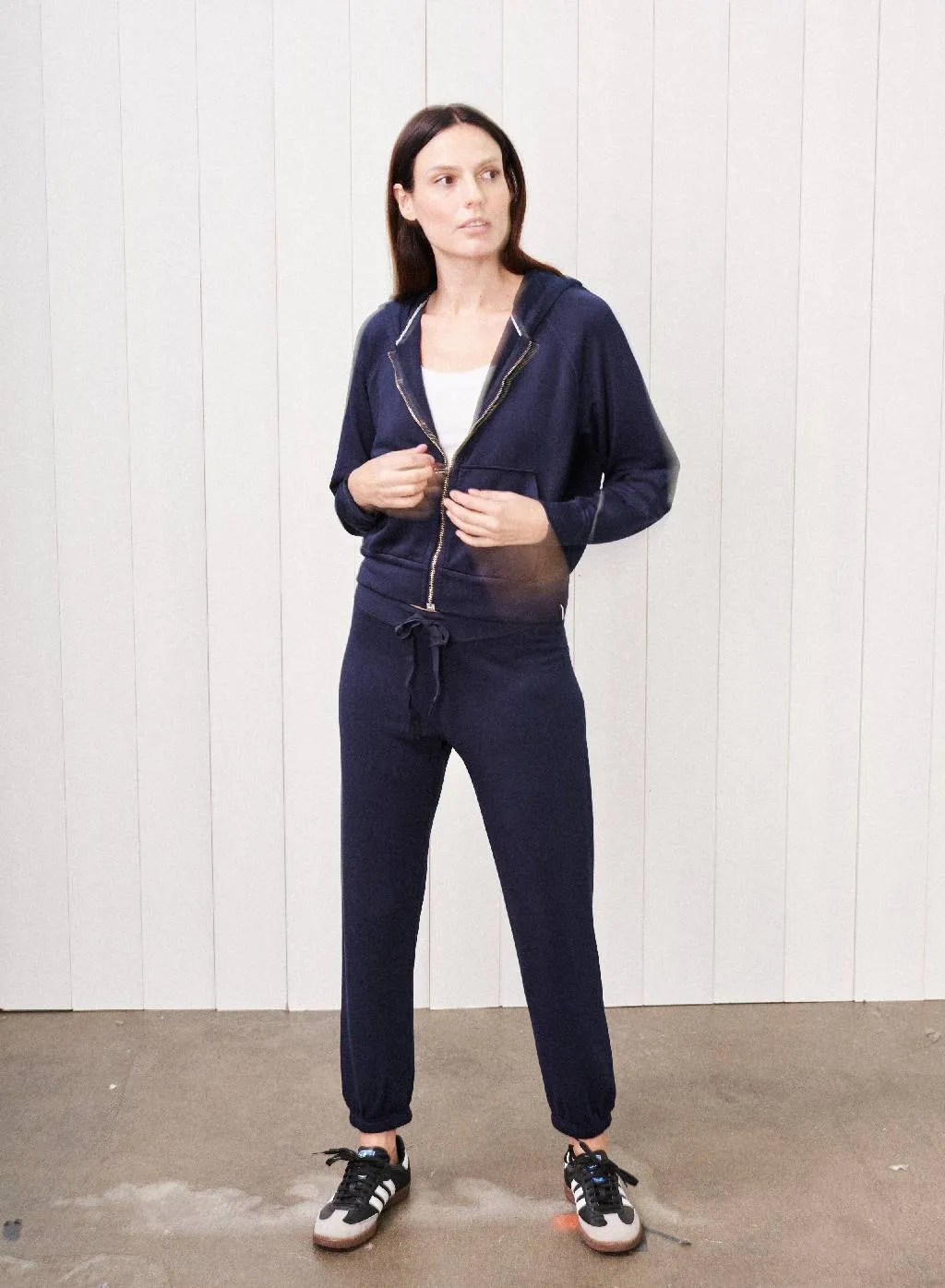 Softest Fleece Raglan Hood Zip Up in New Navy sold by Stateside product image thumbnail 2