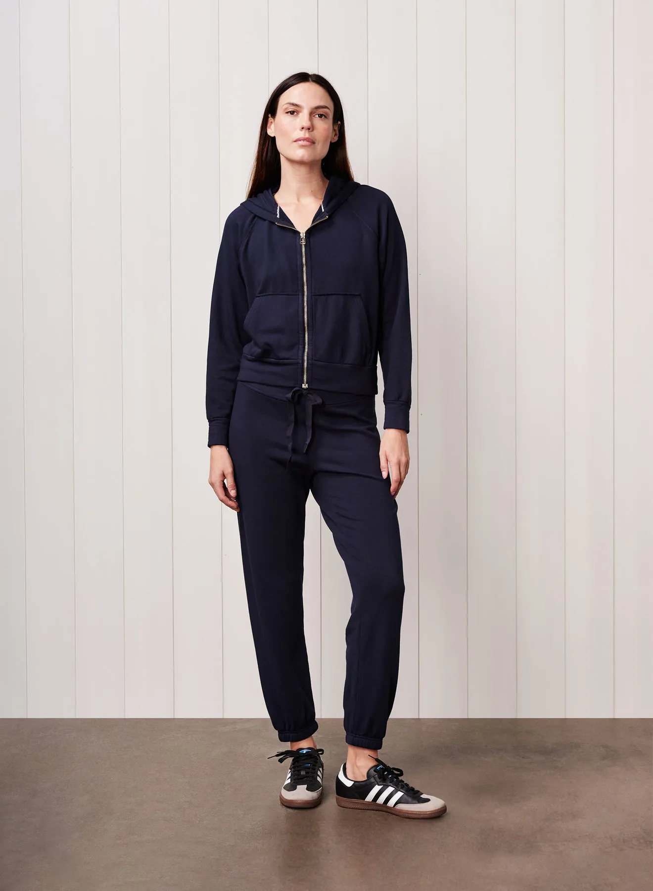 Softest Fleece Raglan Hood Zip Up in New Navy sold by Stateside product image thumbnail 3