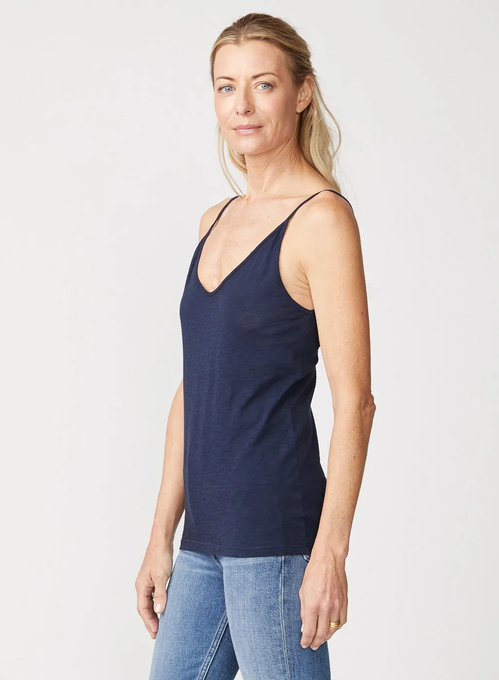 Supima Cotton Slub Jersey V-Neck Cami in New Navy sold by Stateside product image thumbnail 2