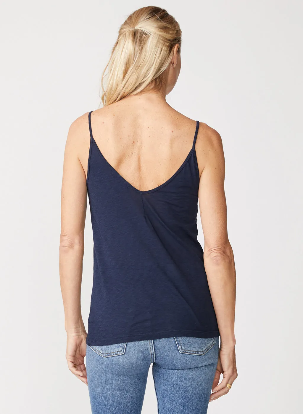 Supima Cotton Slub Jersey V-Neck Cami in New Navy sold by Stateside product image thumbnail 3
