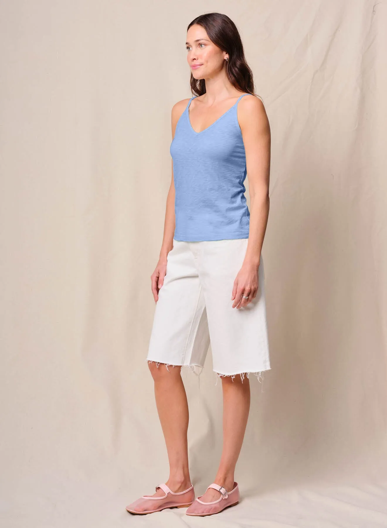 Supima Slub Jersey V-Neck Cami in Summer Sky sold by Stateside product image thumbnail 2