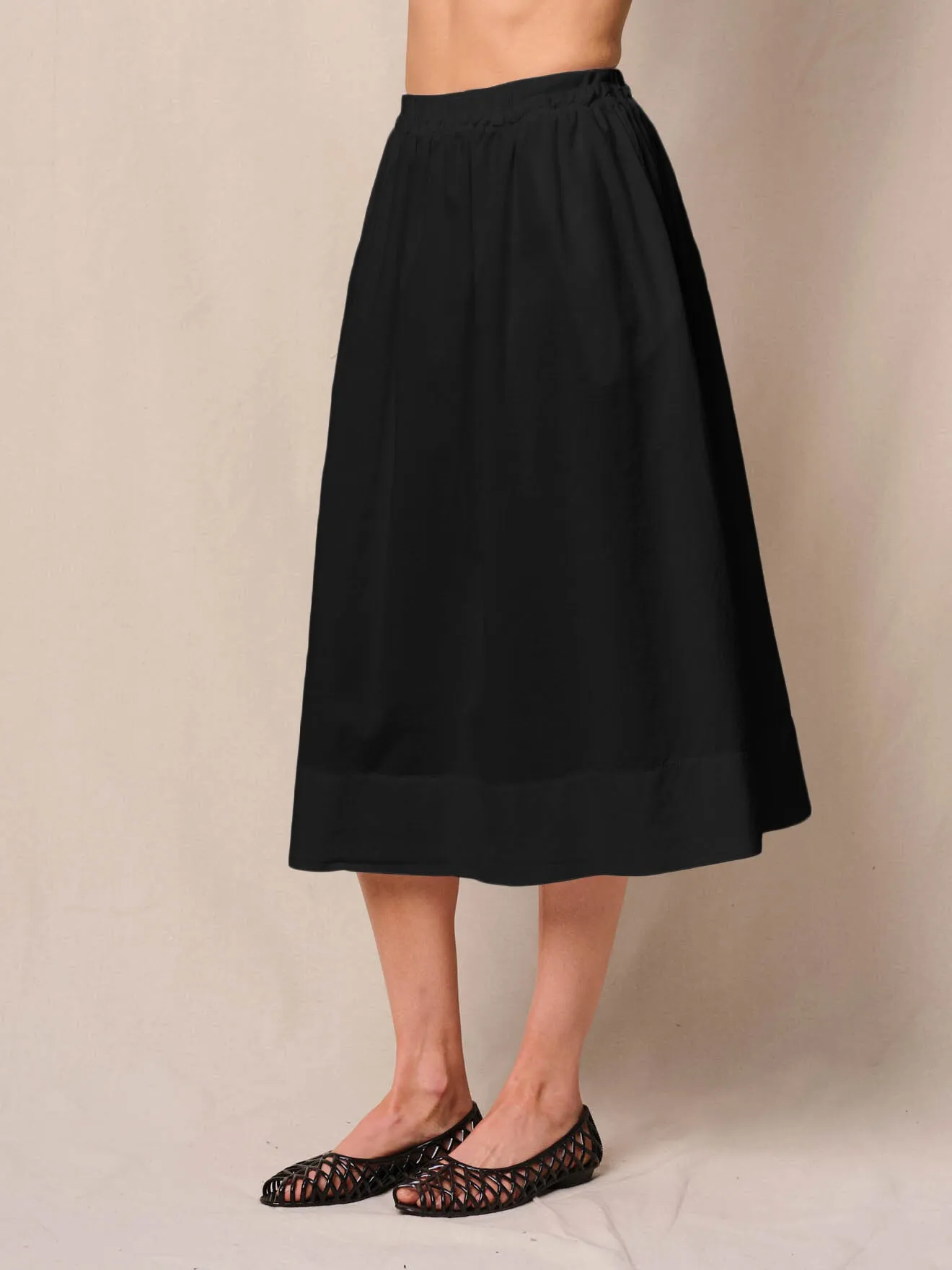 Voile Ribbed Waist Midi Skirt in Black sold by Stateside product image thumbnail 3