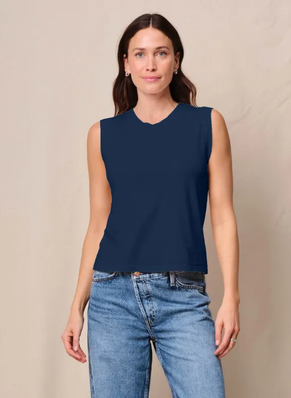 Cloud Jersey Muscle Tank in New Navy sold by Stateside