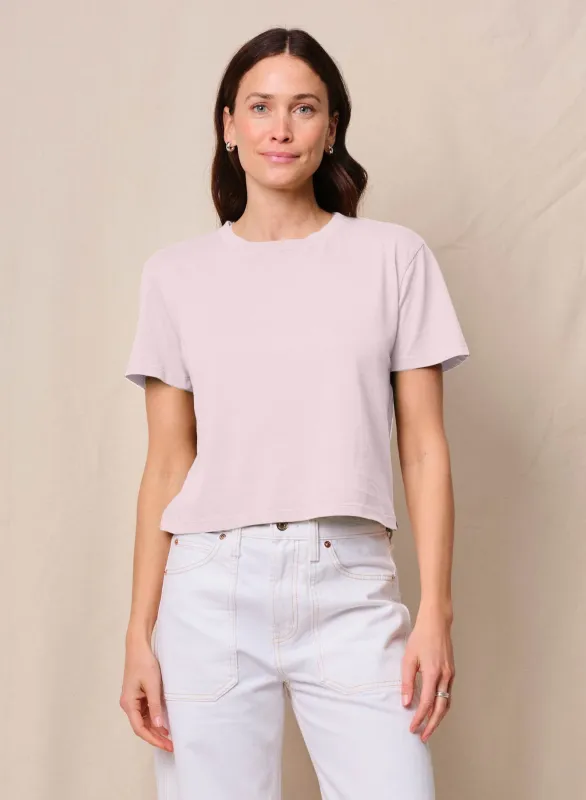Cloud Jersey Short Sleeve Crew in Softest Pink sold by Stateside