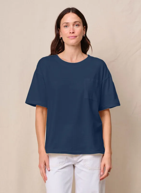 Cloud Jersey Oversized Pocket Tee in New Navy sold by Stateside