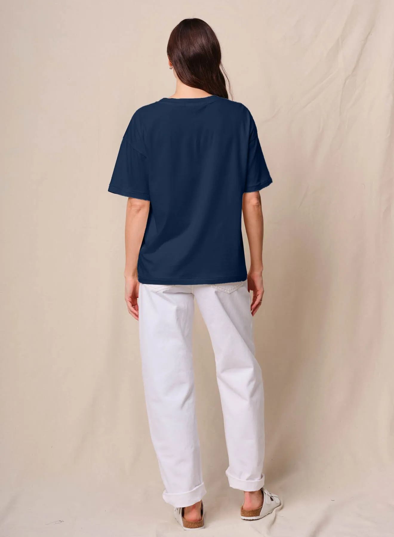 Cloud Jersey Oversized Pocket Tee in New Navy sold by Stateside product image thumbnail 3