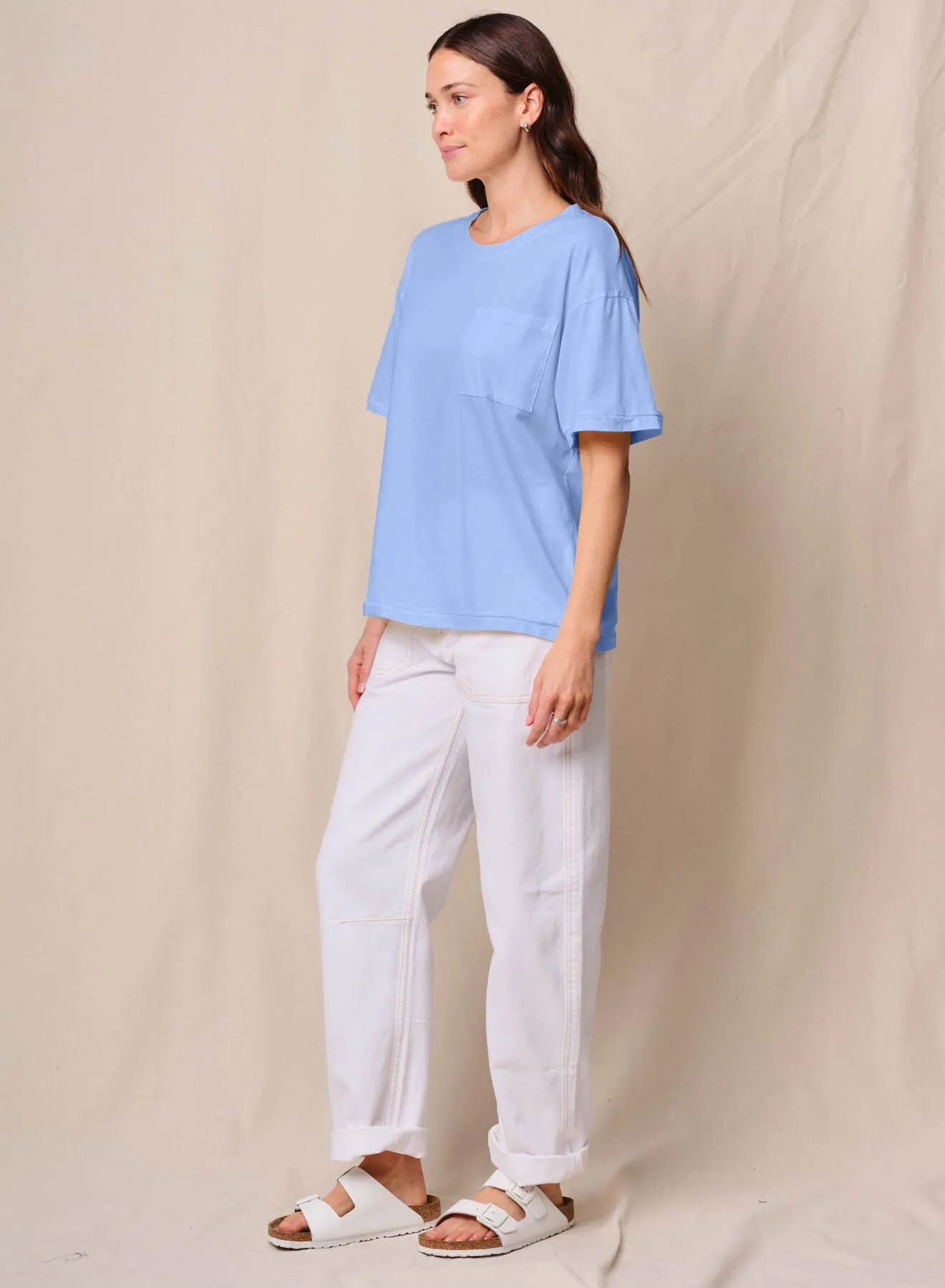Cloud Jersey Oversized Pocket Tee in Summer Sky sold by Stateside product image thumbnail 2