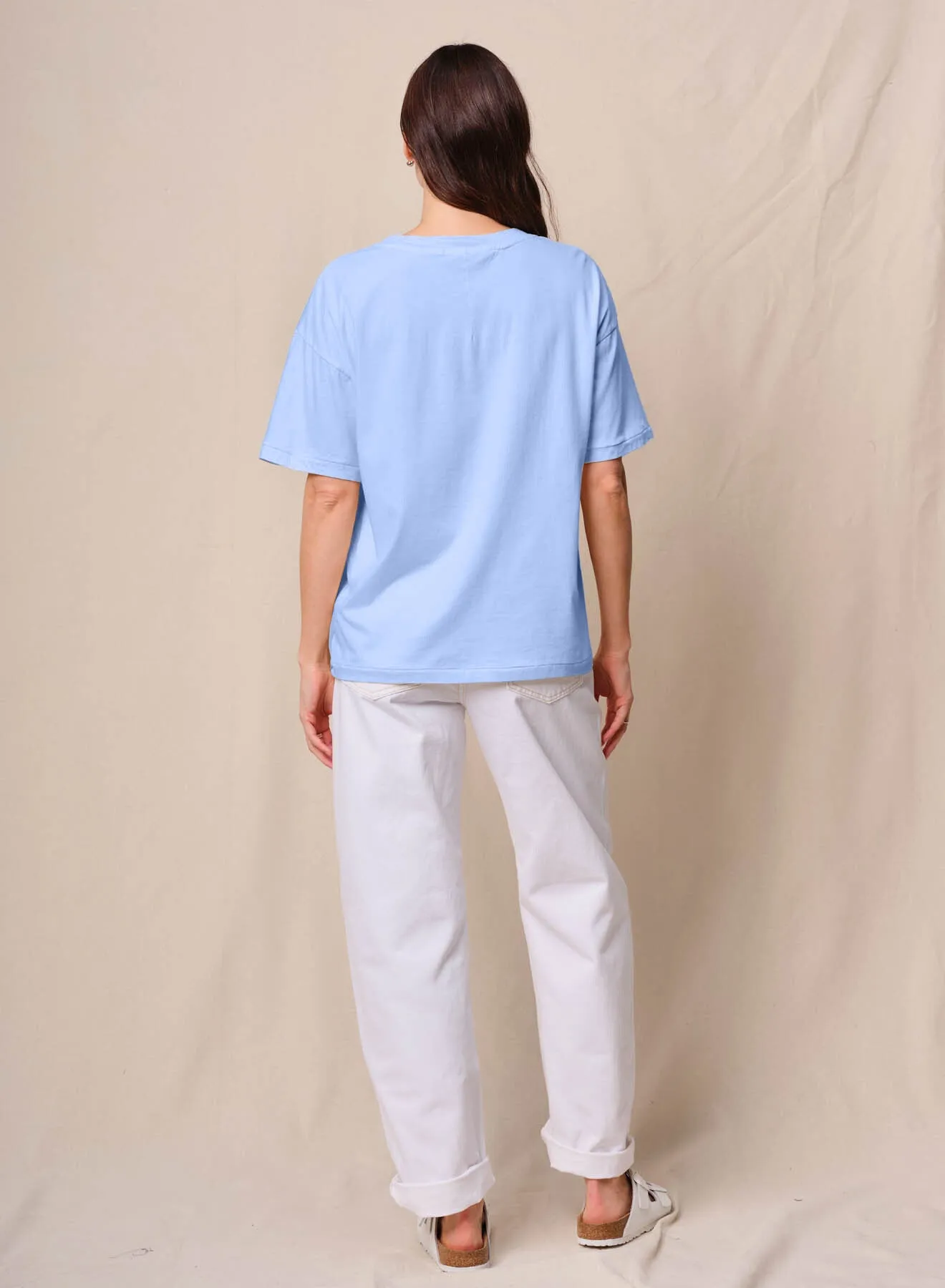 Cloud Jersey Oversized Pocket Tee in Summer Sky sold by Stateside product image thumbnail 3