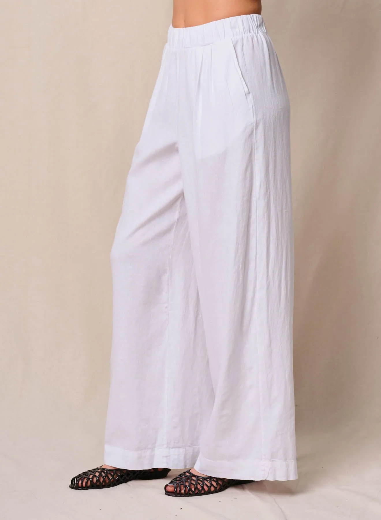 Linen Pull-On Trouser in White sold by Stateside product image thumbnail 2