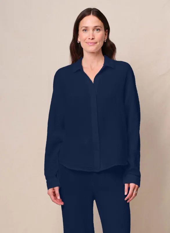 Gauze Dolman Shirt in New Navy sold by Stateside
