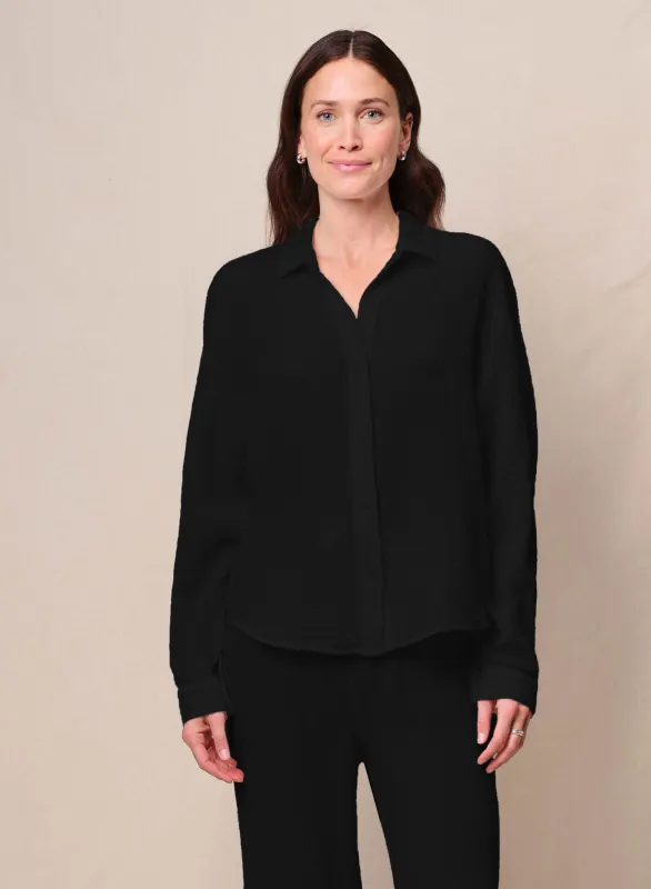 Gauze Dolman Shirt in Black sold by Stateside