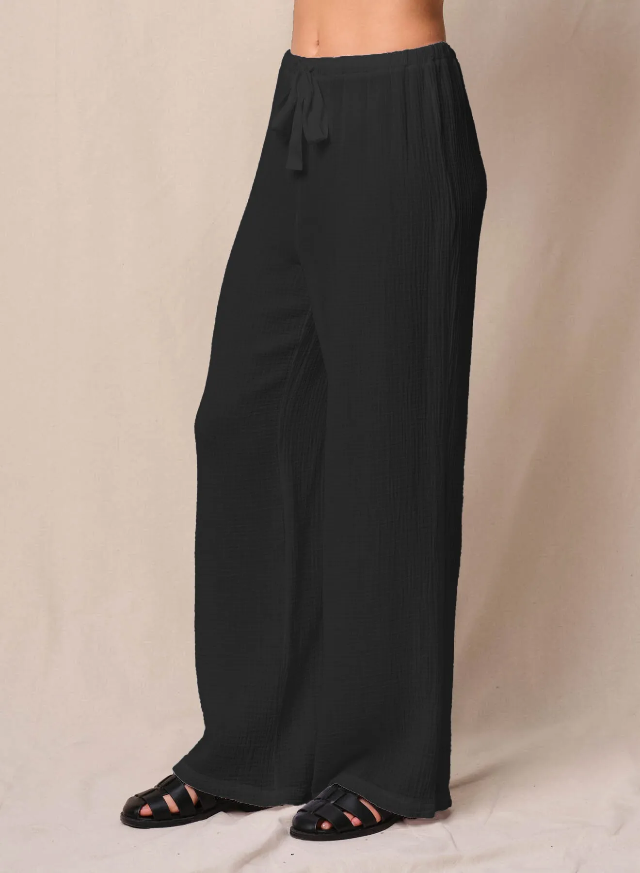 Gauze Drawstring Pant in Black sold by Stateside product image thumbnail 2