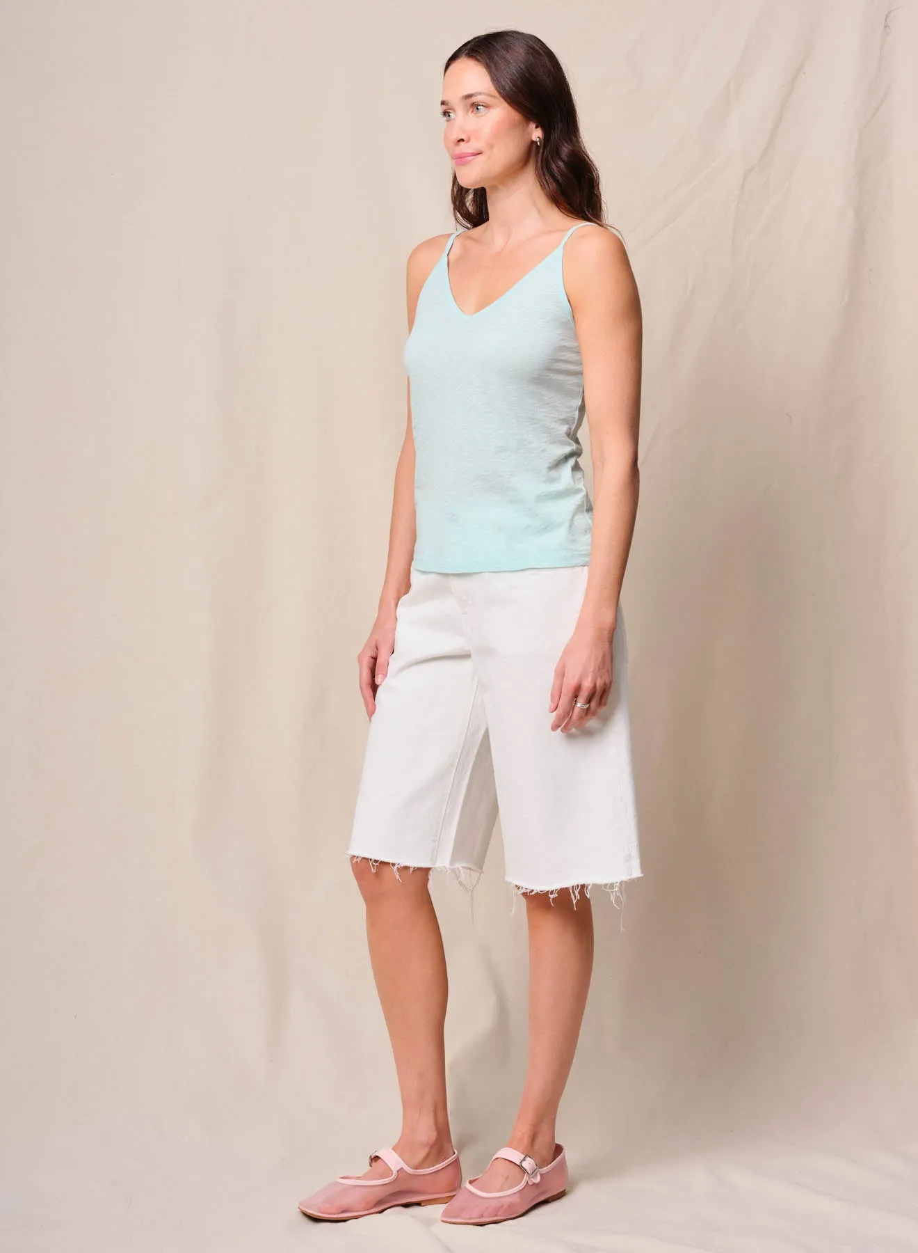 Supima Slub Jersey V-Neck Cami in Sea Glass sold by Stateside product image thumbnail 2