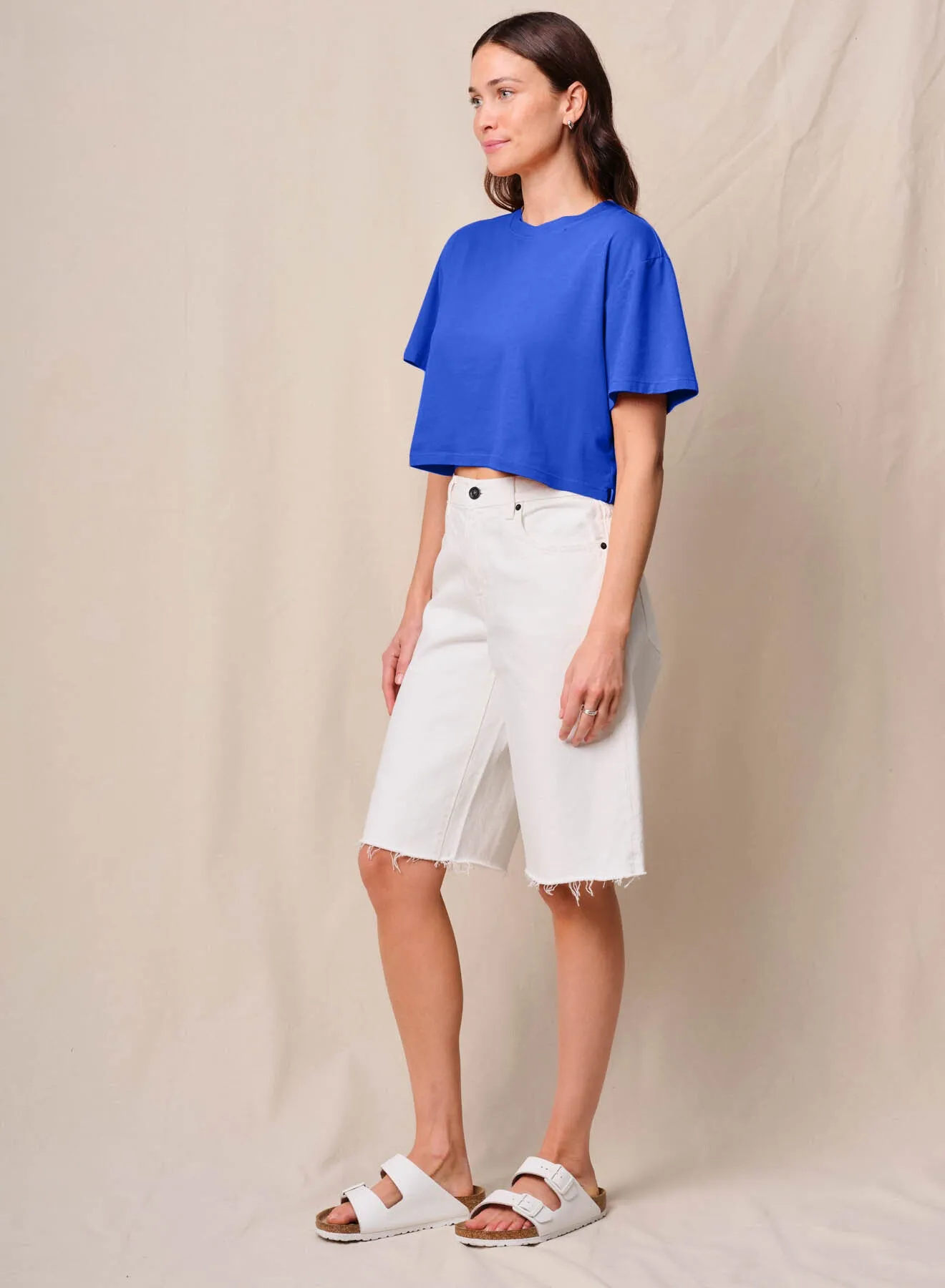 Cloud Jersey Cropped Boy Tee in Cobalt sold by Stateside product image thumbnail 3
