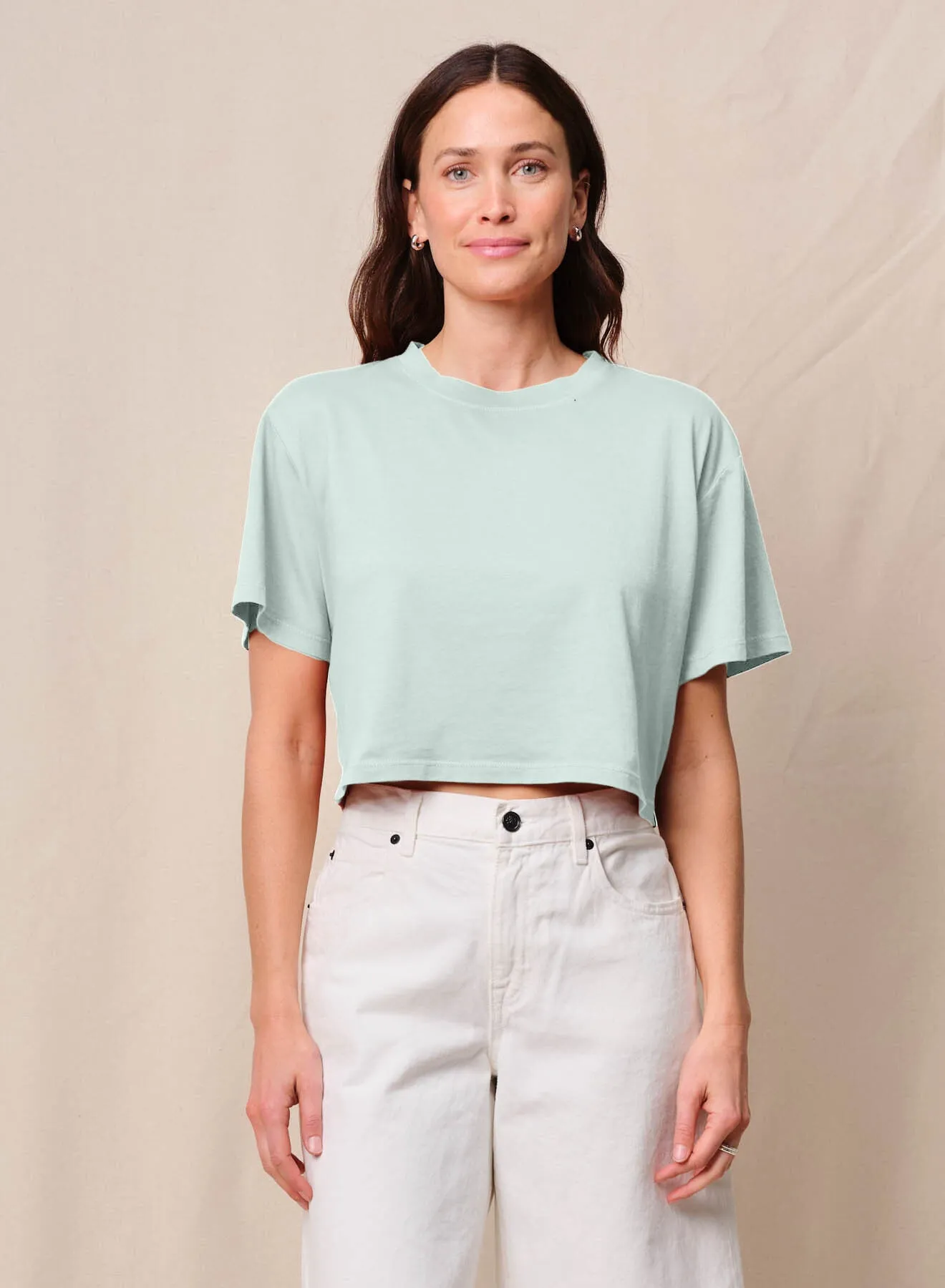 Cloud Jersey Cropped Boy Tee in Sea Glass sold by Stateside