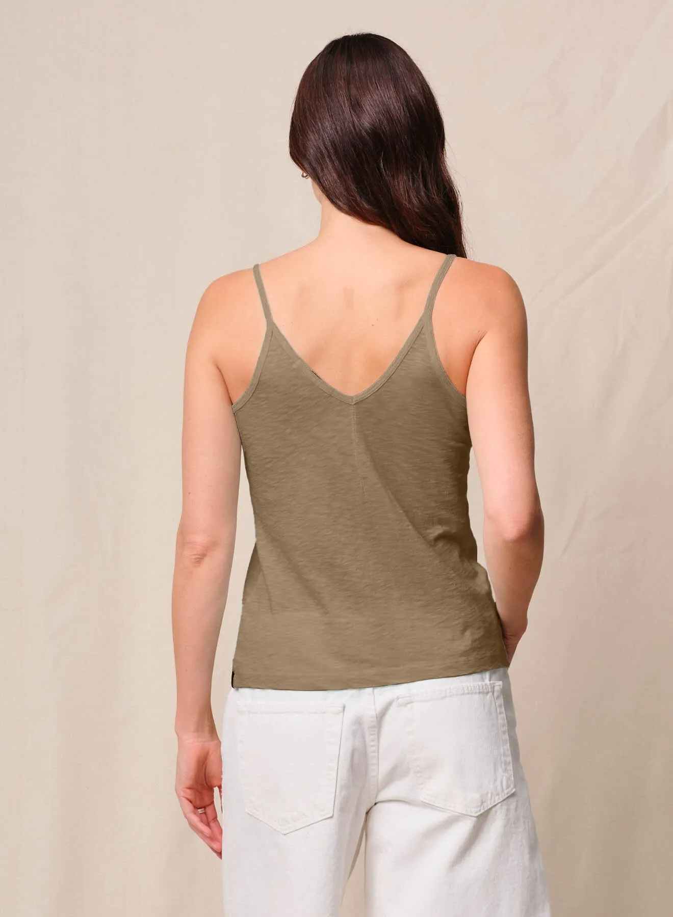 Supima Slub Jersey V-Neck Cami in Bay Leaf sold by Stateside product image thumbnail 3