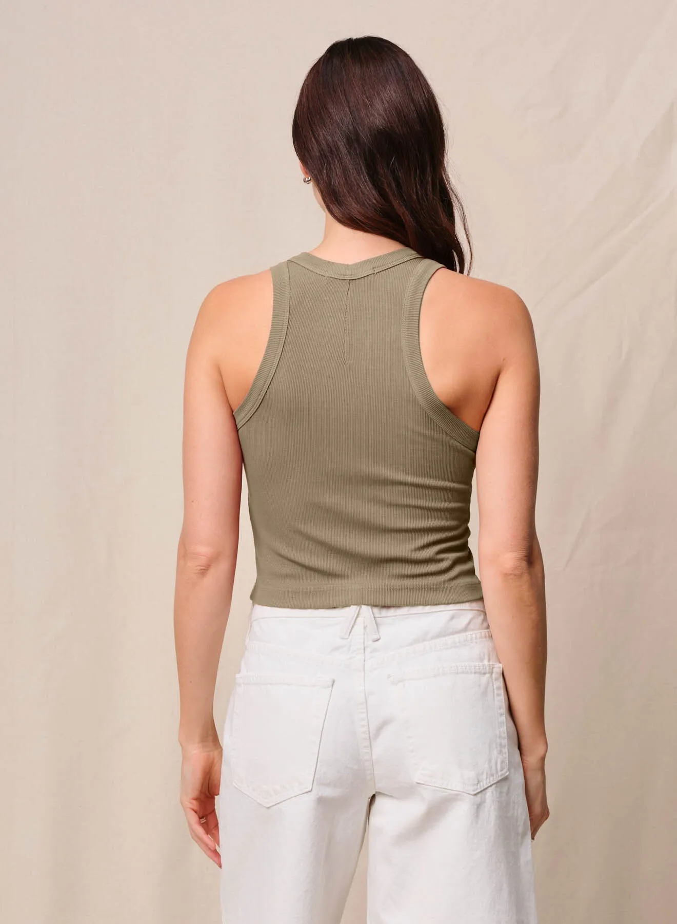 Fine 2X1 Rib Cropped High Neck in Bay Leaf sold by Stateside product image thumbnail 3