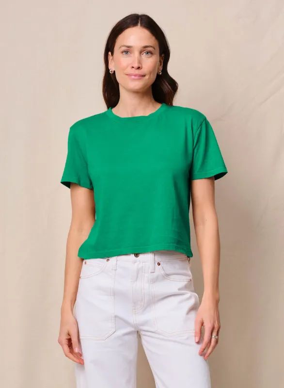 Cloud Jersey Short Sleeve Crew in Kelly Green sold by Stateside