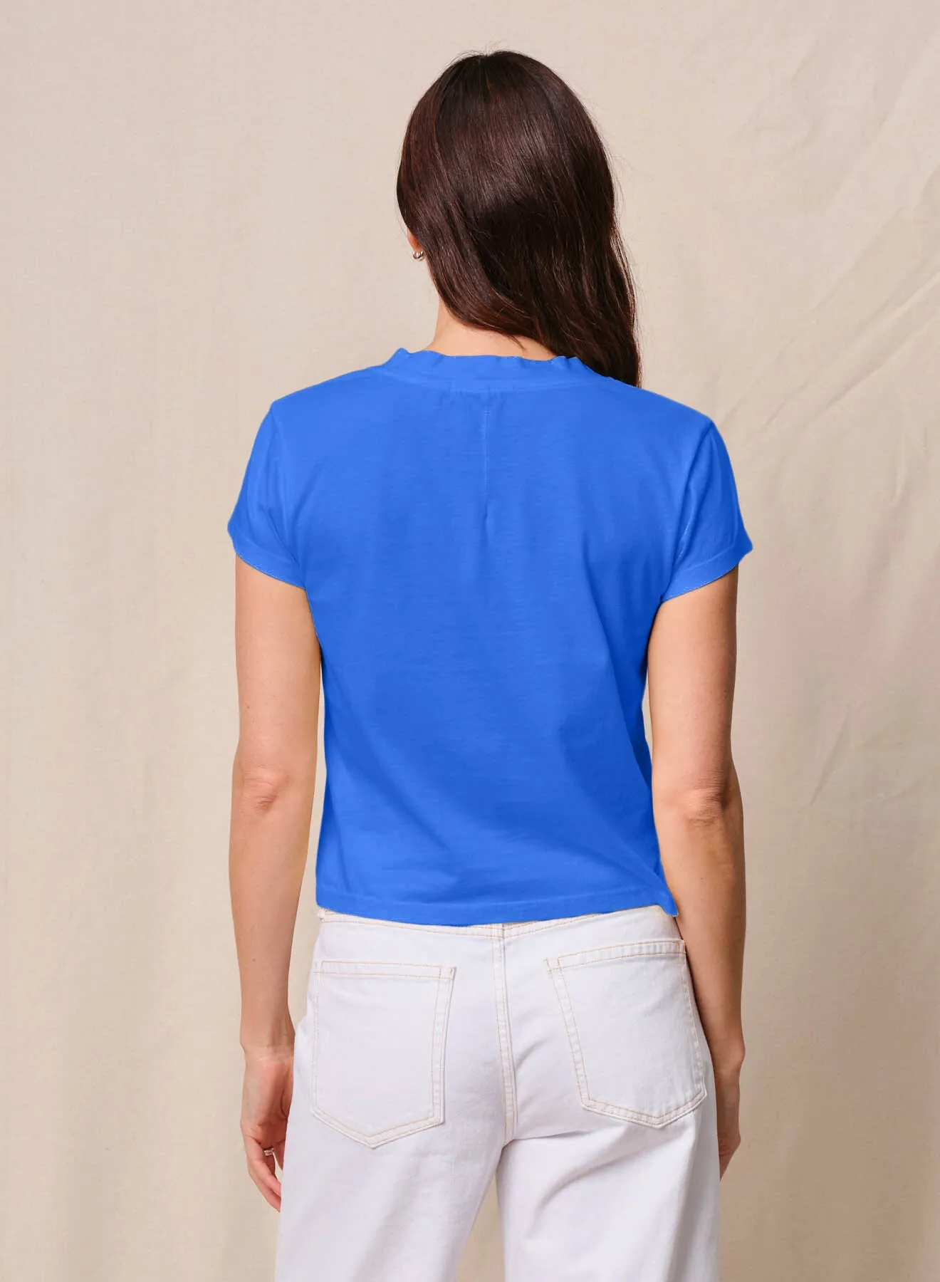 Cloud Jersey Short Sleeve V-Neck in Cobalt sold by Stateside product image thumbnail 2