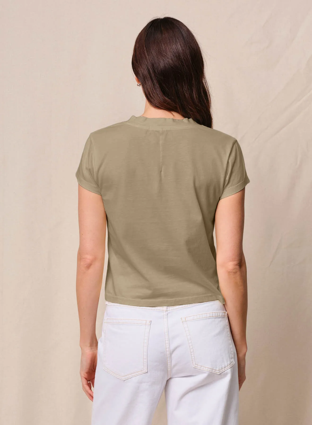 Cloud Jersey Short Sleeve V-Neck in Bay Leaf sold by Stateside product image thumbnail 2