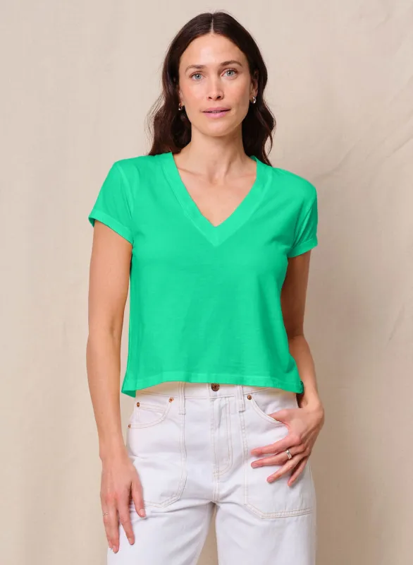 Cloud Jersey Short Sleeve V-Neck in Kelly Green sold by Stateside