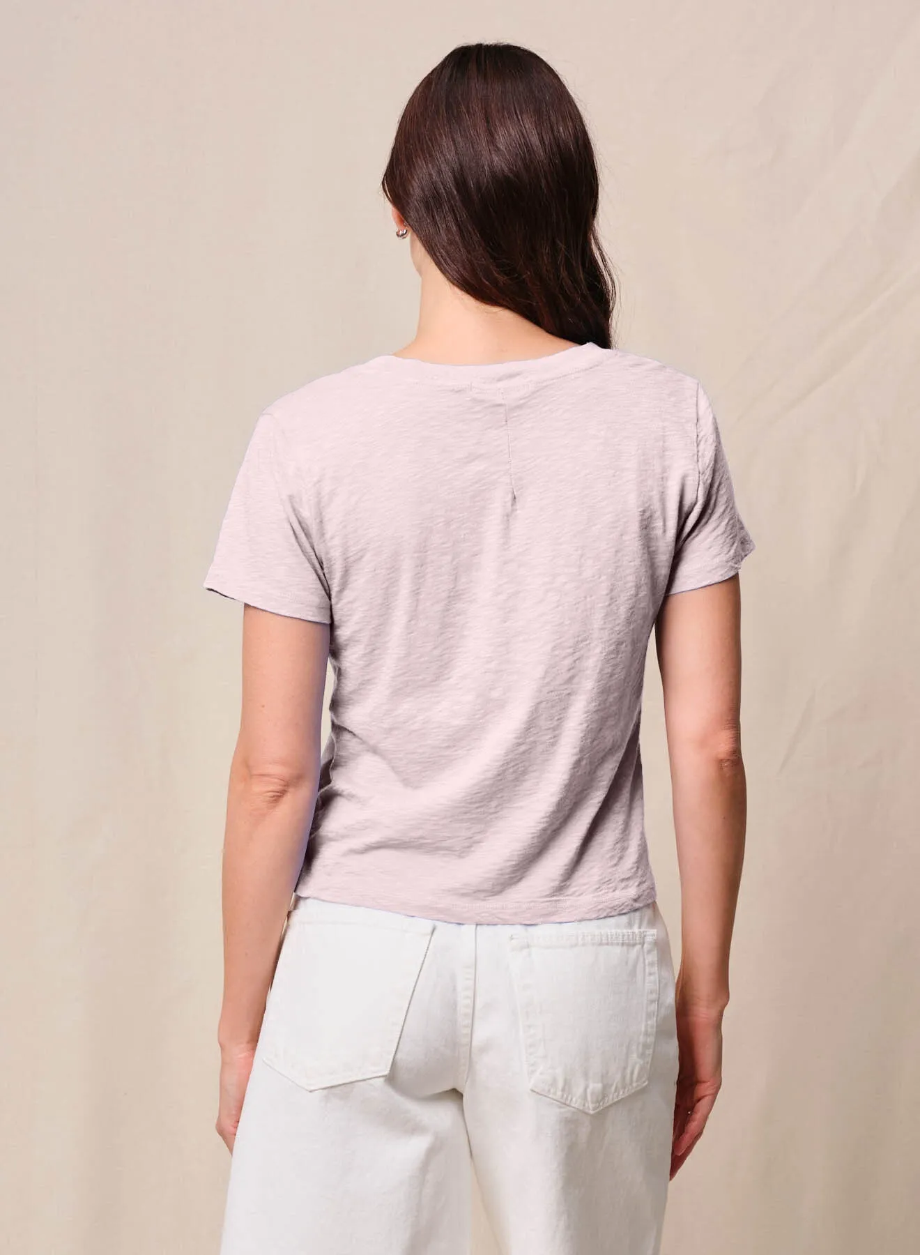 Supima Slub Jersey Short Sleeve V-Neck in Softest Pink sold by Stateside product image thumbnail 4