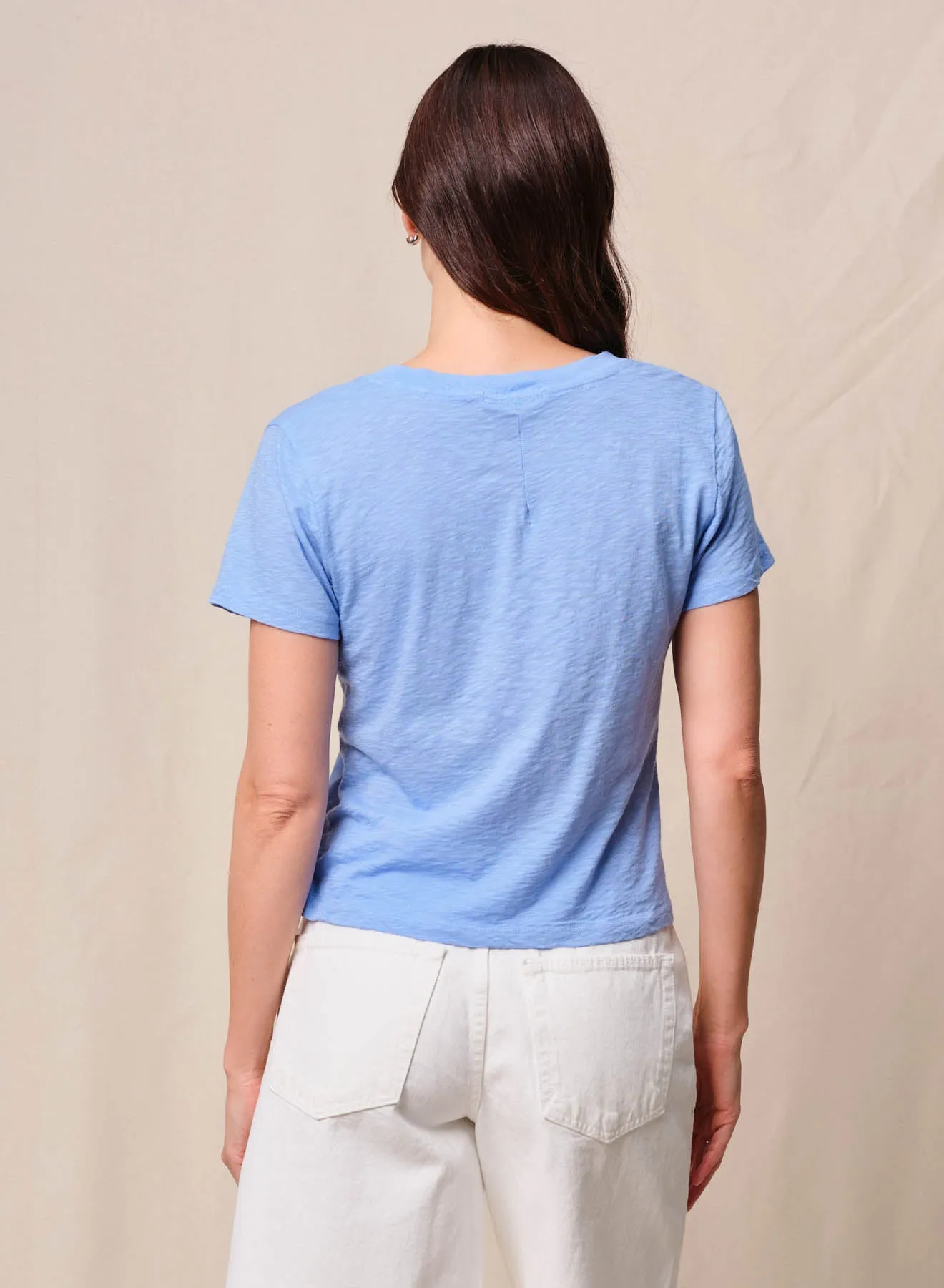 Supima Slub Jersey Short Sleeve V-Neck in Summer Sky sold by Stateside product image thumbnail 4
