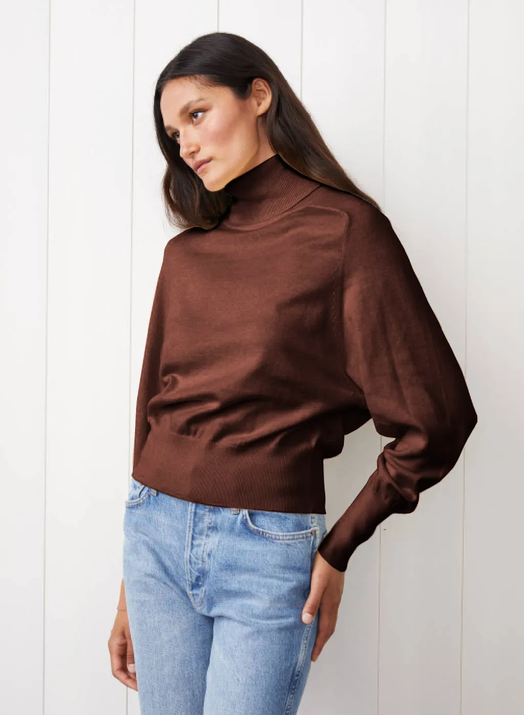 Saddles Shoulder Sweater in Cafe Latte sold by Stateside product image thumbnail 2