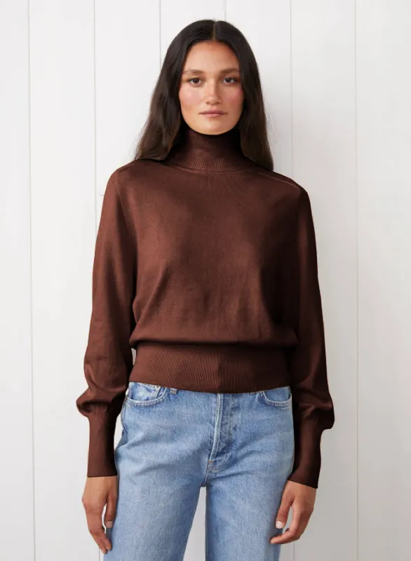 Saddles Shoulder Sweater in Cafe Latte sold by Stateside