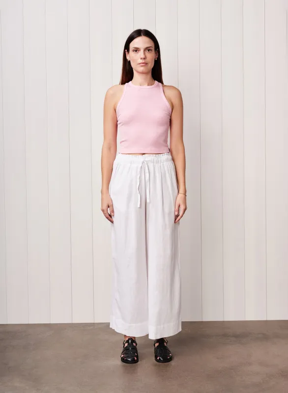 Fine 2X1 Rib Cropped High Neck in Powder Pink sold by Stateside