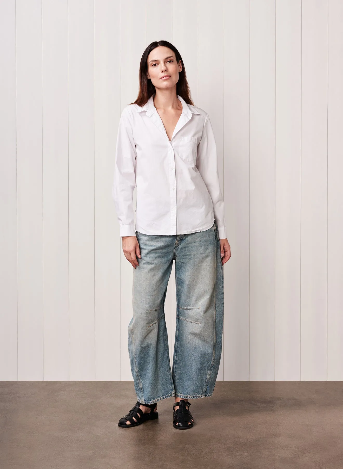 Fine Poplin Pocket Shirt in White sold by Stateside