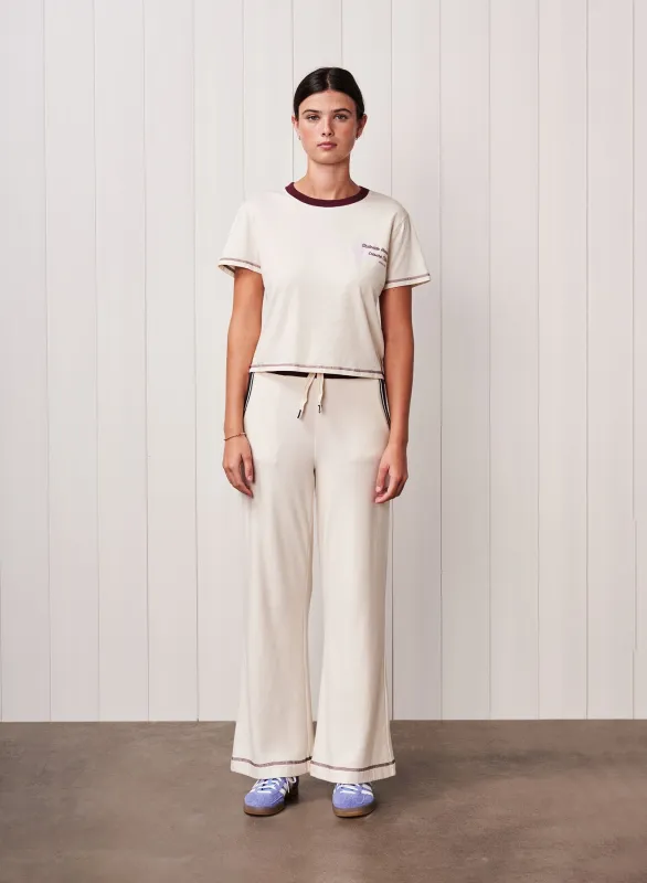 Cloud Jersey Leisure Club Ringer Tee in Cream sold by Stateside