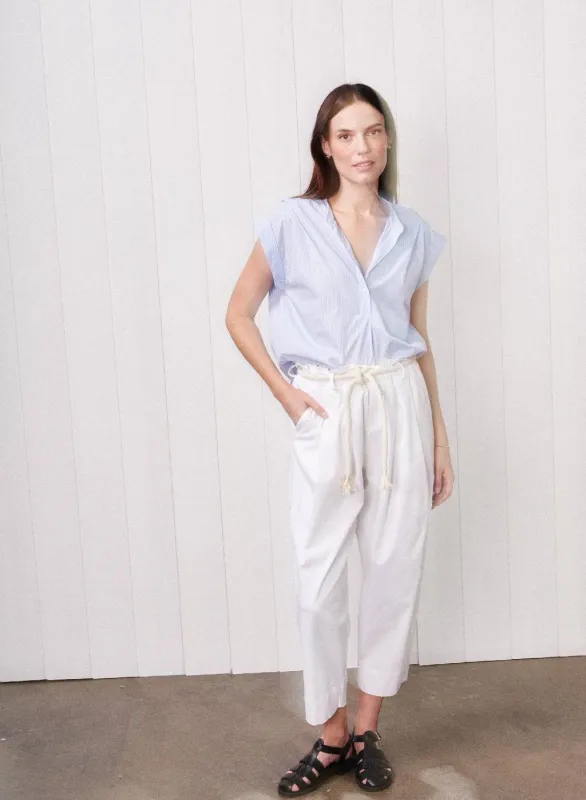 James Pinstripe Henley in Dove Blue sold by Stateside