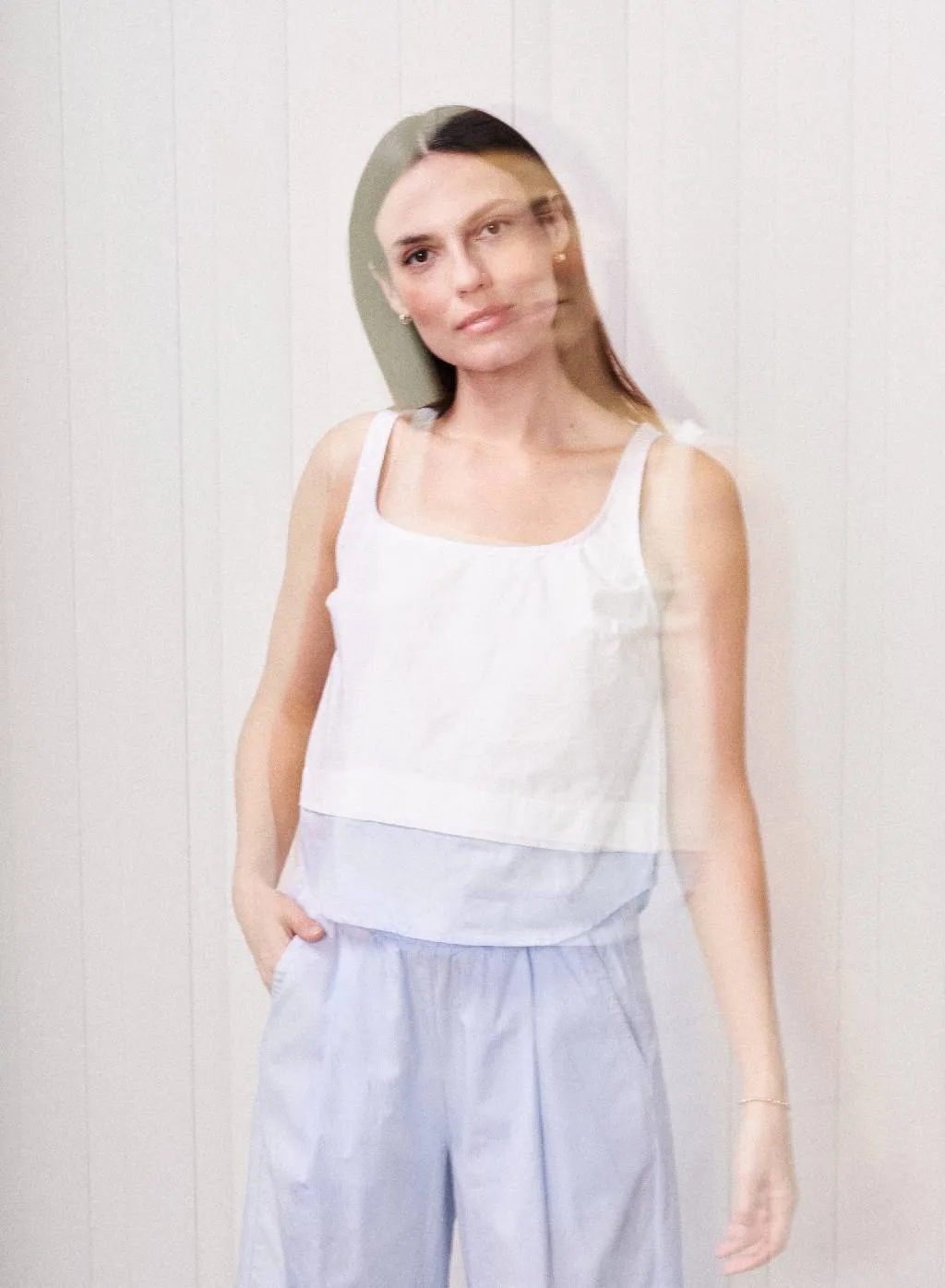 James Pinstripe Tank in Dove Blue sold by Stateside product image thumbnail 3