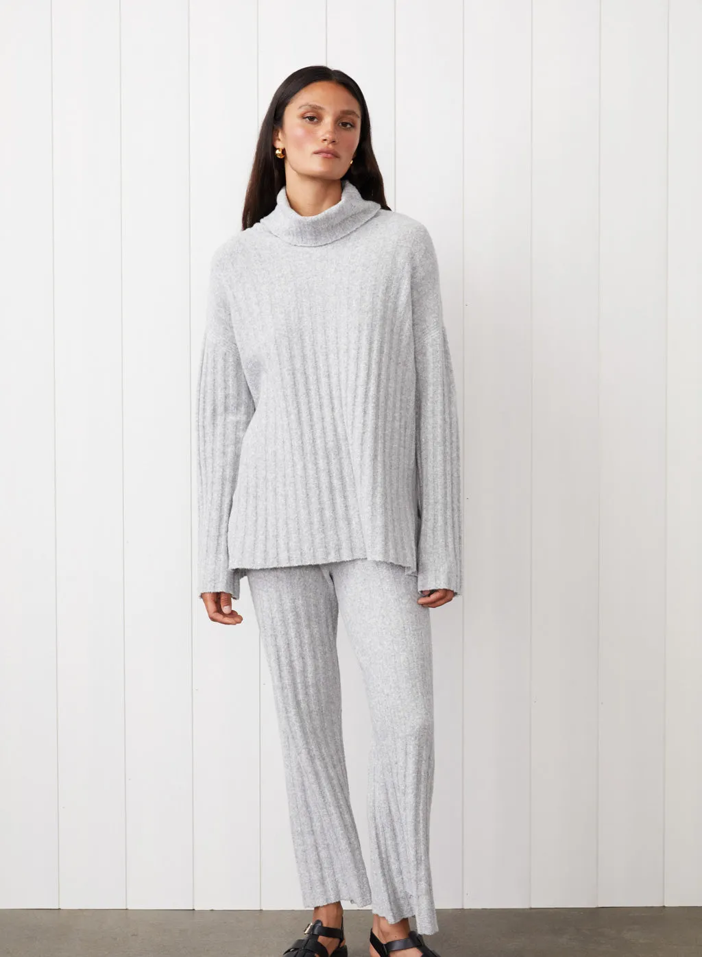 6x6 Rib Turtleneck & Pant Set in Heather Grey sold by Stateside product image thumbnail 4