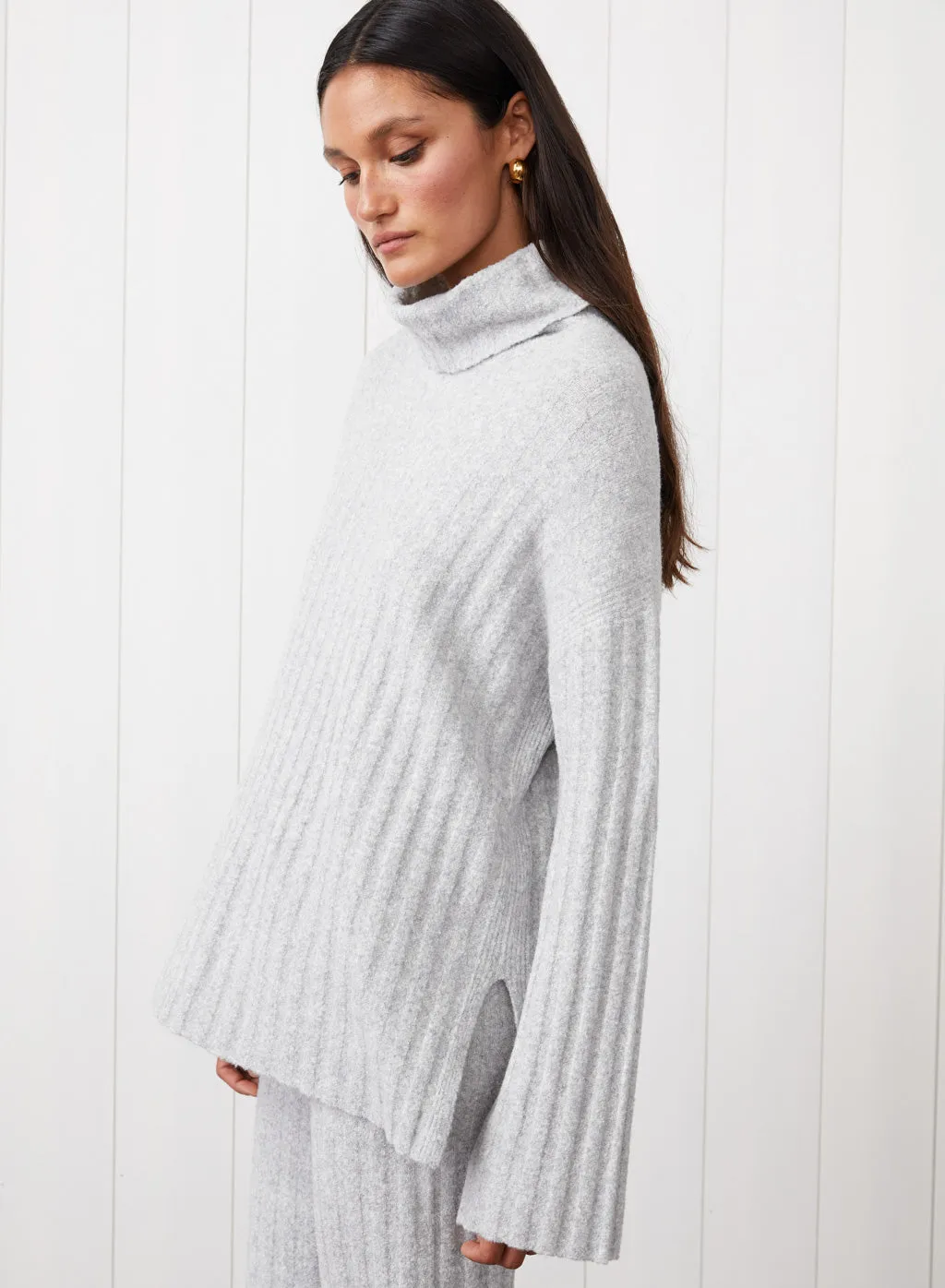6x6 Rib Turtleneck & Pant Set in Heather Grey sold by Stateside product image thumbnail 5