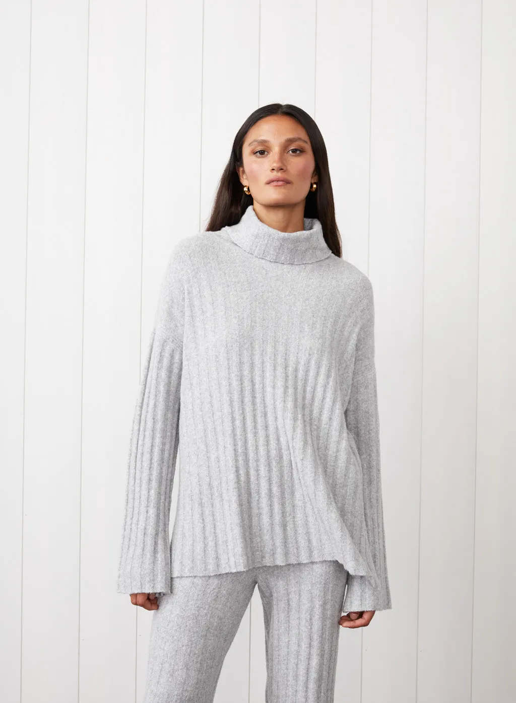 6x6 Rib Turtleneck & Pant Set in Heather Grey sold by Stateside product image thumbnail 2