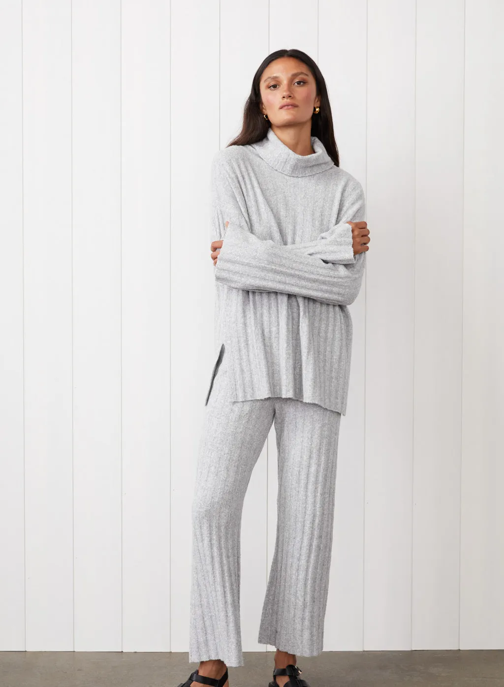 6x6 Rib Turtleneck in Heather Grey sold by Stateside