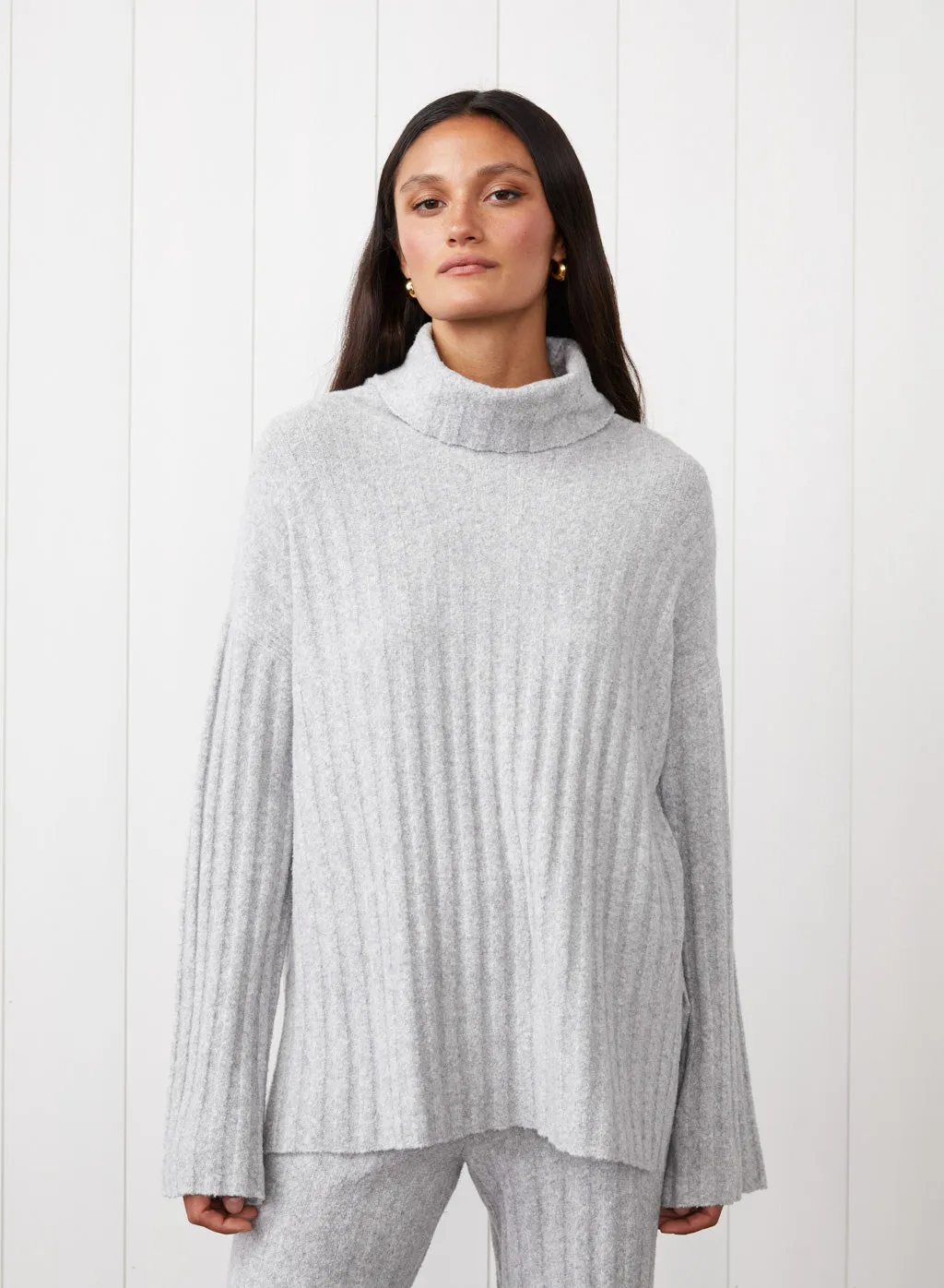 6x6 Rib Turtleneck in Heather Grey sold by Stateside product image thumbnail 2