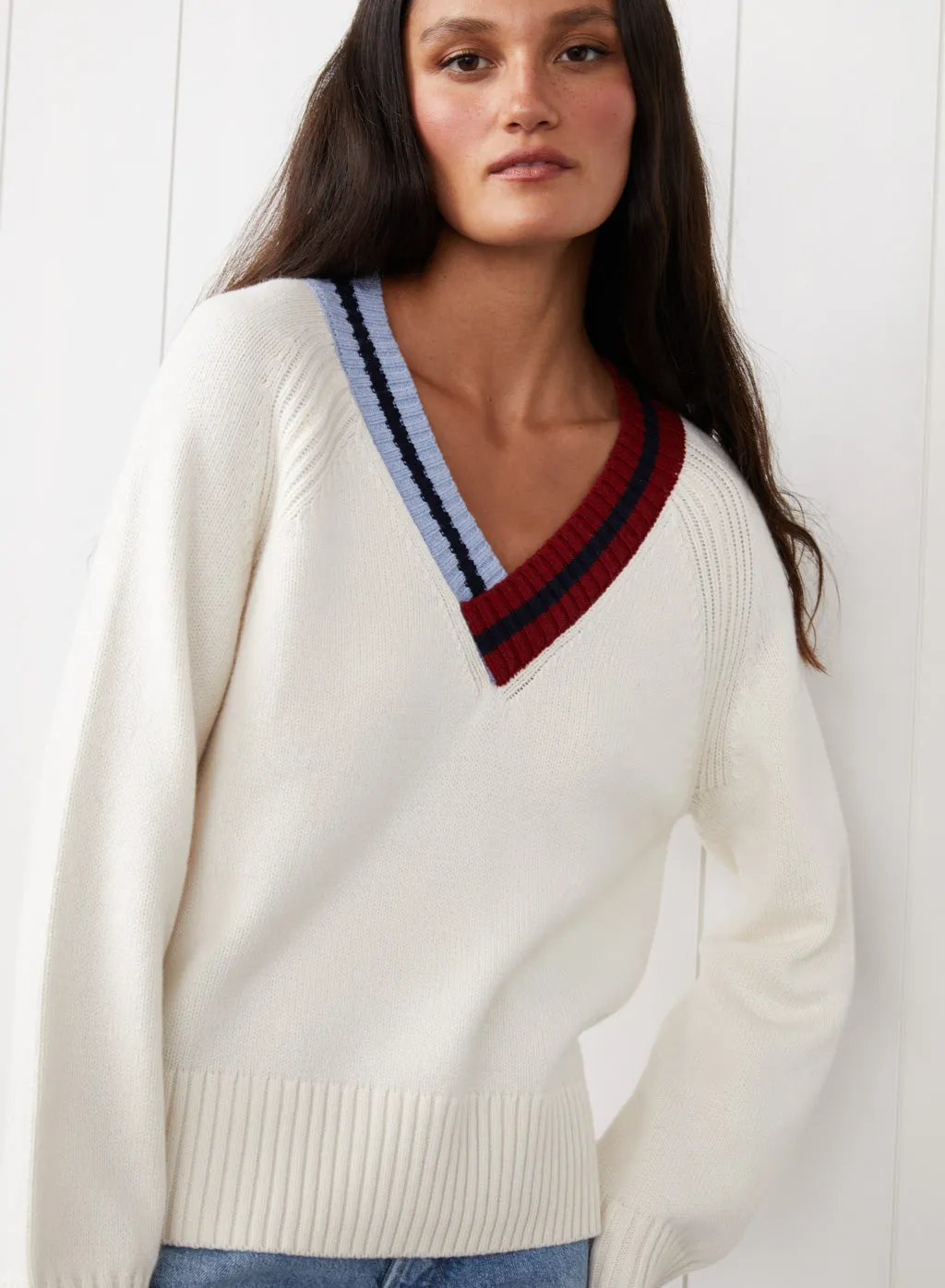 Raglan V-Neck Sweater in Cream sold by Stateside product image thumbnail 5